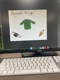 computer with a fre drawings of Jacob's things'