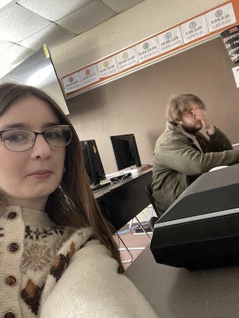 My brother, Aaron, and I in class!