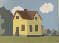 paiting of a minimalistic yellow house